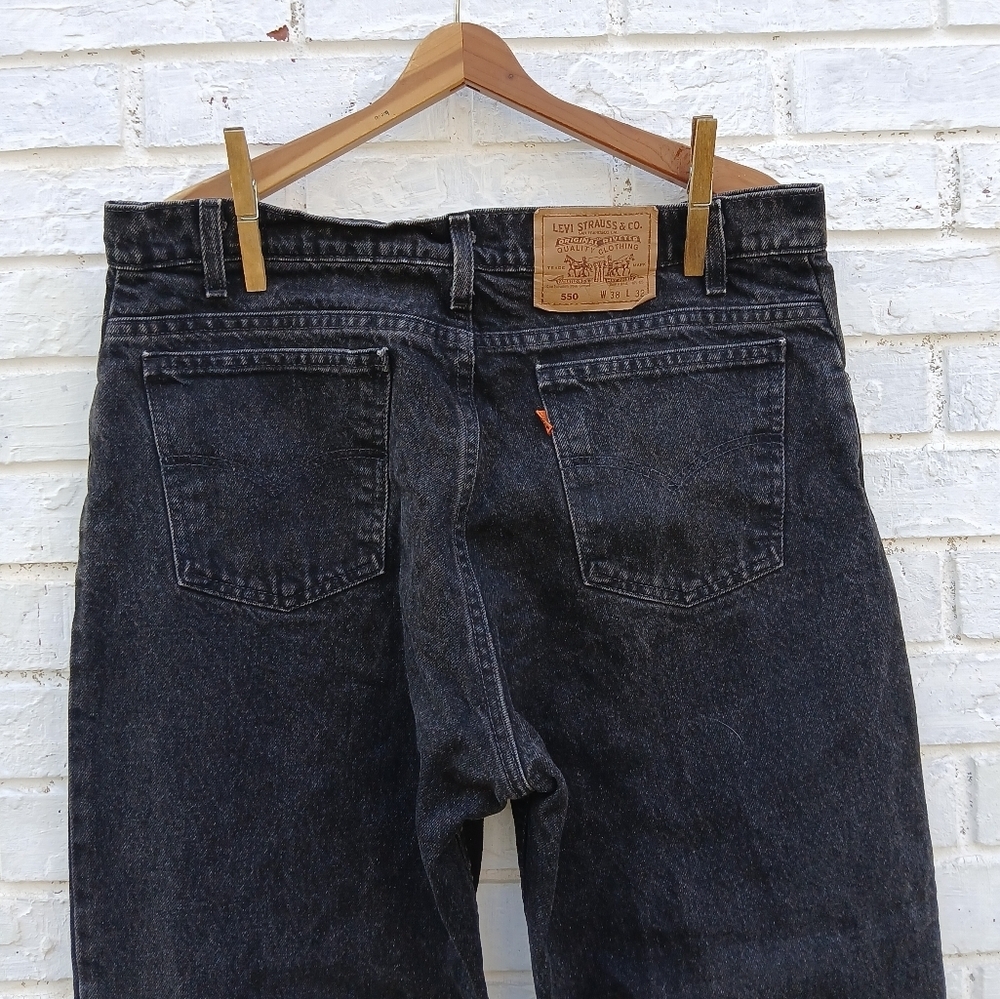 Vintage Levi's 550 Orange Tab Black Jeans 38x32